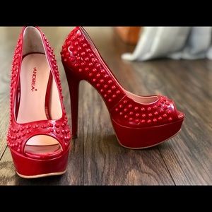 Fun Red Peep-toe Heels